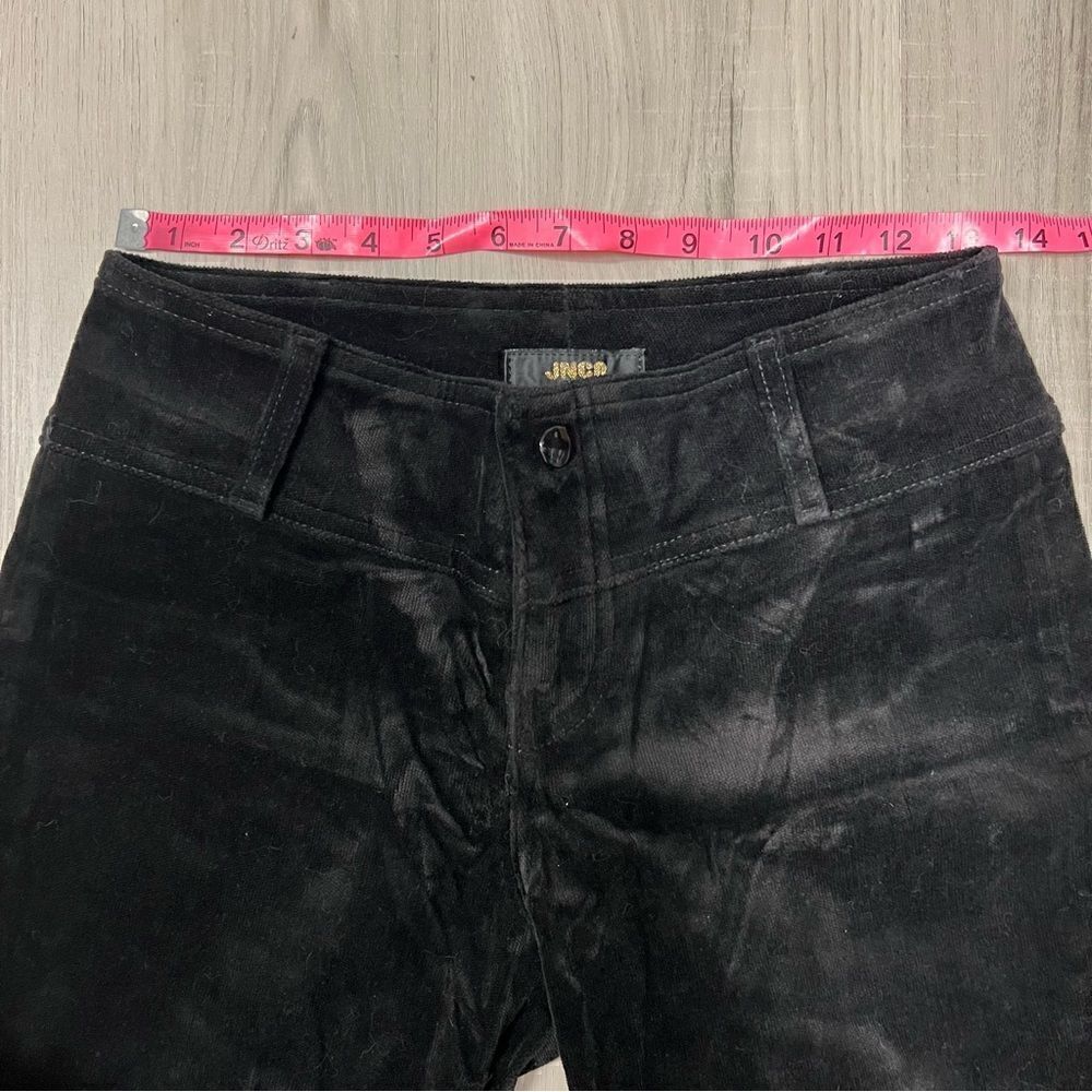 Vintage JNCO flare leg pants in black velvet with red gothic velvet bottoms sz 3 - Picture 10 of 13